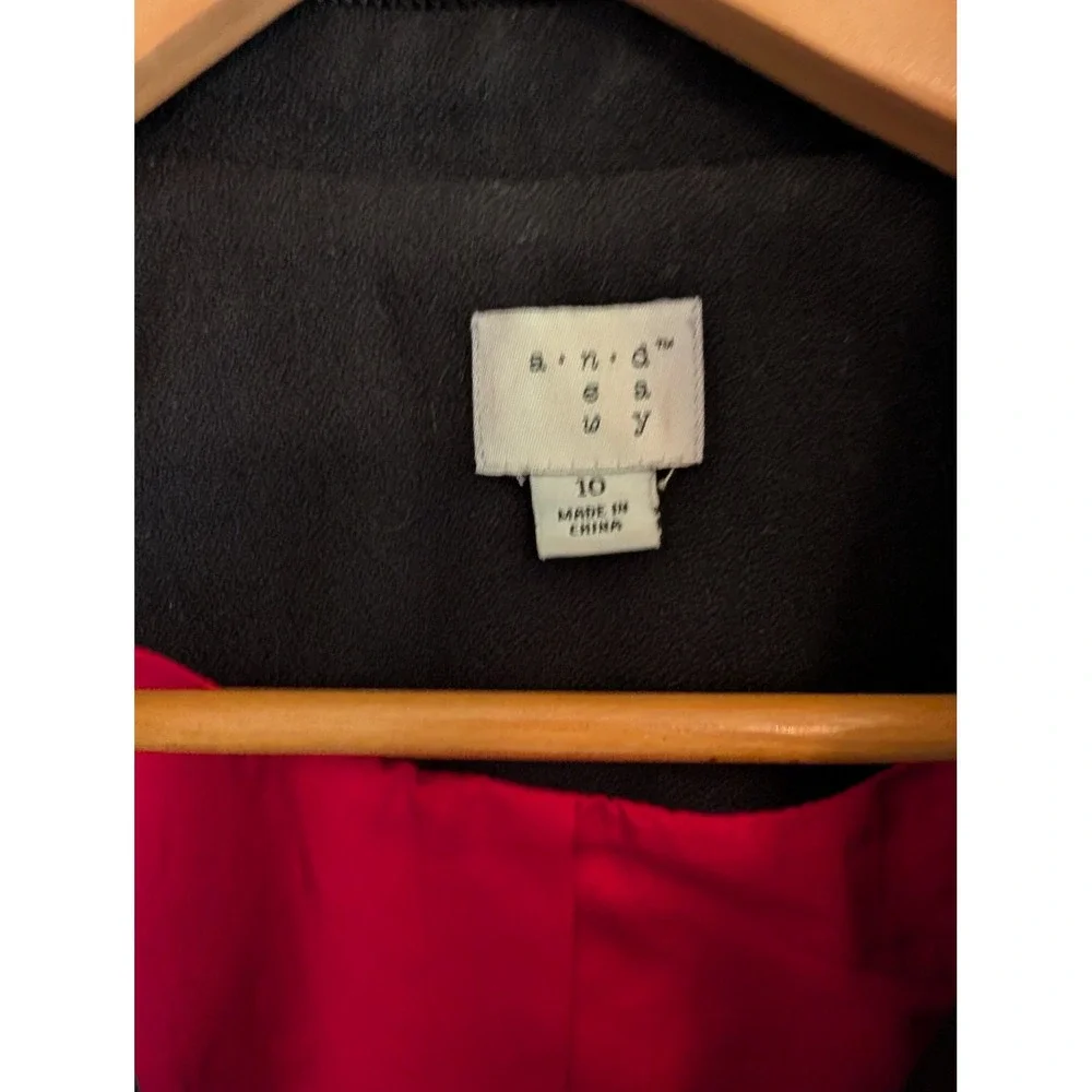 A New Day Black Embroidered Floral Military Jacket Gold Buttons Cropped 10